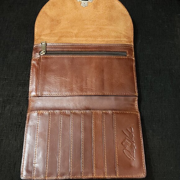 Patricia Nash Colli Large Brown Leather Wallet Clutch - Picture 4 of 10
